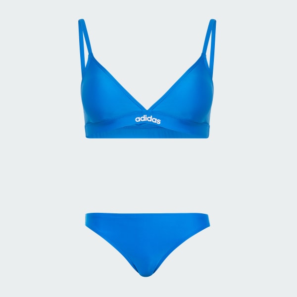 Bleu Ensemble bikini triangle à bretelles 2 sens