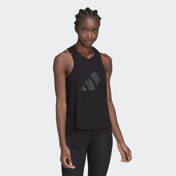 adidas Power AEROREADY Crop Sleeveless Tee - Beige, Women's Training