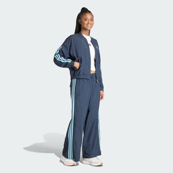 Azul Jaqueta Corta-vento de Malha Essentials Três Listras