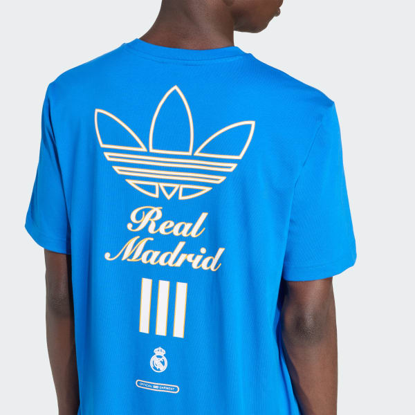 adidas Real Madrid Terrace Icons Graphic Tee - Blue | Free