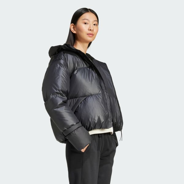 Siyah Big Baffle Kuş Tüyü Dolgulu Mont