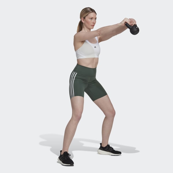 Grun Training Essentials 3-Streifen High-Waisted kurze Leggings