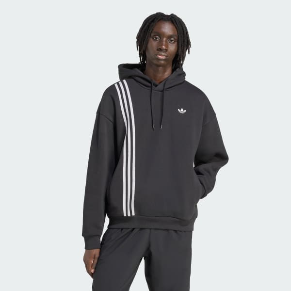Black Front Stripes Hoodie