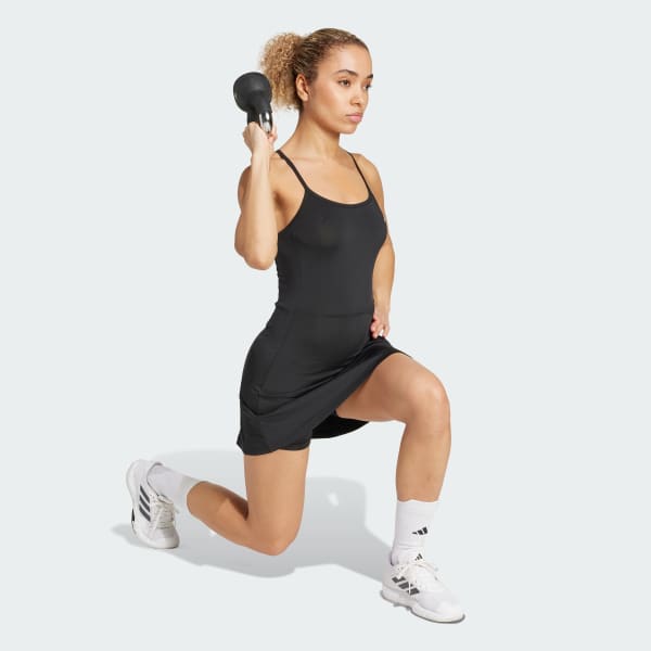 Black Train Essentials Workout Dress With Integrated Shorts