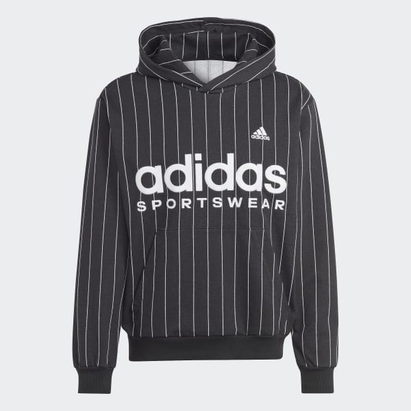 Sort Pinstripe Fleece hættetrøje