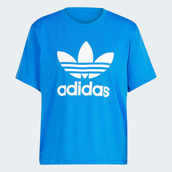 สีน้ำเงิน เสื้อยืดทรงบ็อกซี Adicolor Trefoil