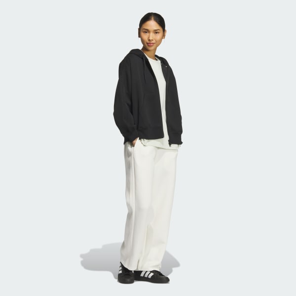 Black 에센셜 플러스 3-스트라이프 스페이서 니트 루즈 핏 풀집 후디