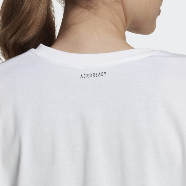 Branco Camiseta Cropped Estampada Treino AEROREADY TU274
