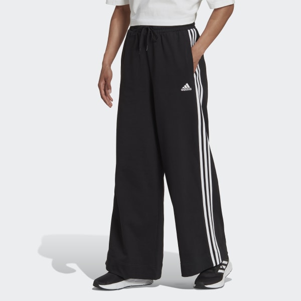Preto Calça Essentials Wide Leg 3-Stripes TR195