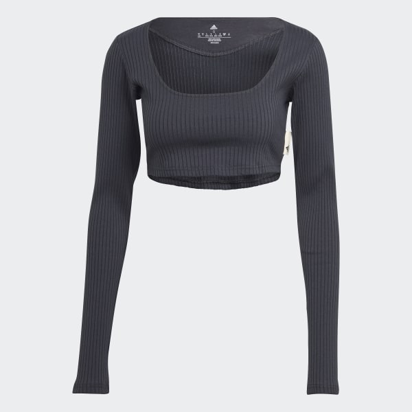 Grey Studio Lounge Ribbed Cropped Long-Sleeve Top K8074