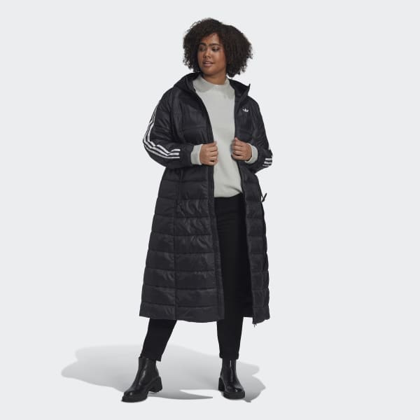 Negro Chaqueta larga con capucha Premium Slim (Tallas grandes)