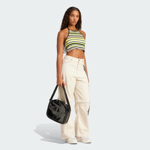 Yellow Towel Striped Halter-Neck Top