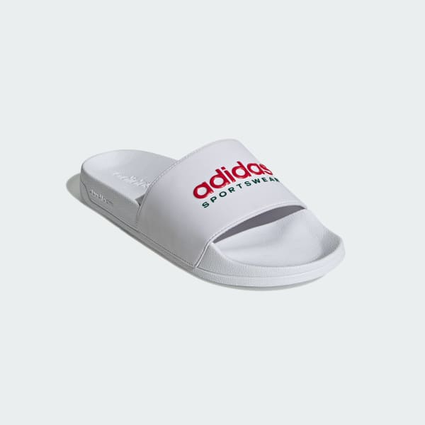 White Adilette Shower Slides