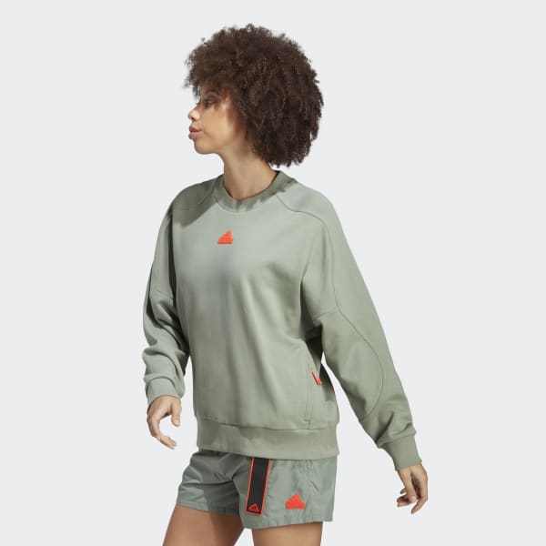 Verde Sudadera cuello redondo City Escape Loose