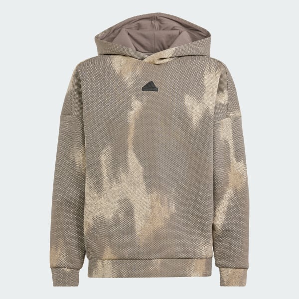 adidas Future Icons Allover Print Hooded Sweatshirt Kids Brown adidas UK