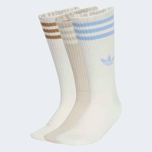 Blanc Chaussettes mi-mollet 3 bandes (3 paires)