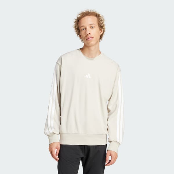 Bege Sweatshirt em Moletão 3-Stripes Essentials