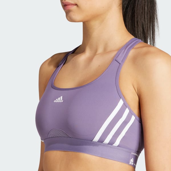 adidas Powerimpact Training Medium-Support 3-Stripes Bra - Purple, Women's  Training