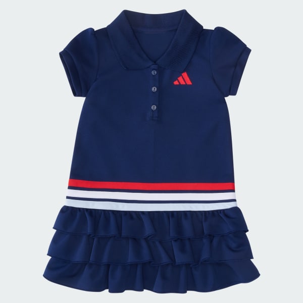 Blue SS RUFFLE POLO DRESS SET