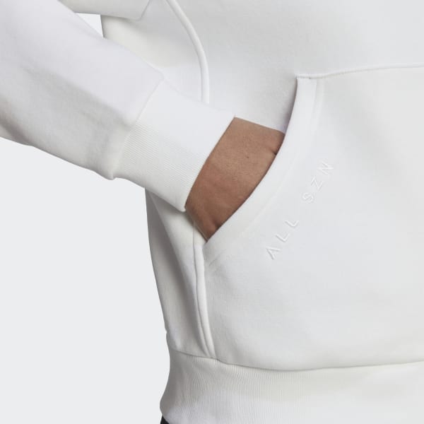 adidas ALL SZN Fleece Full-Zip Hoodie - White | Women's Training ...