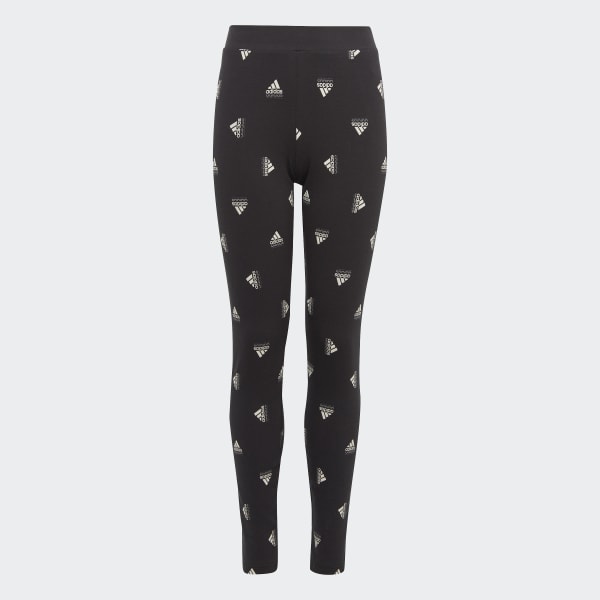 Negro Mallas de Algodón Estampadas Brand Love Corte Medio