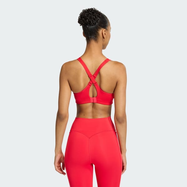 Red Optime Workout High Support Bra