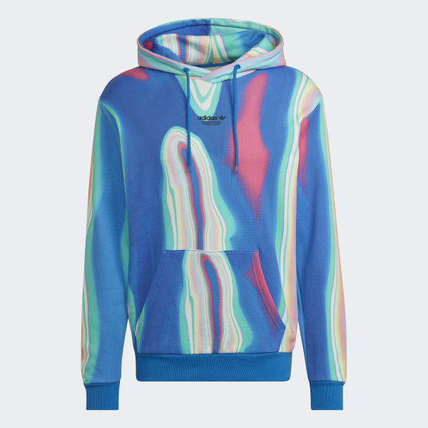 Niebieski Hyperreal Allover Print Hoodie ZJ797