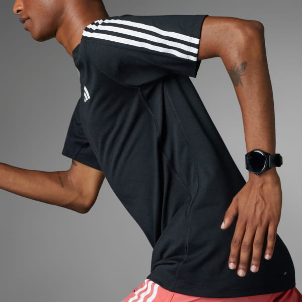cerná Tričko Own the Run 3-Stripes