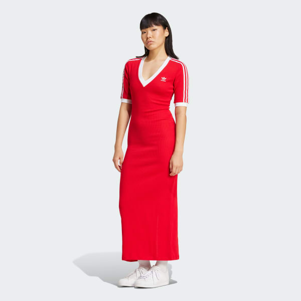 Adicolor 3 Stripes Knit V Neck Dress
