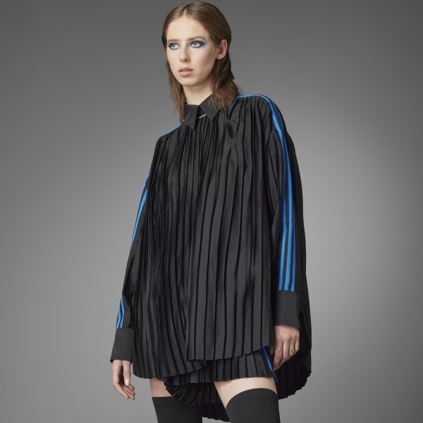 Black Blue Version Pleated Long-sleeve Top WH494