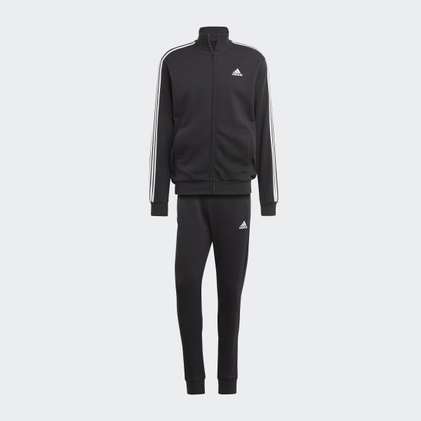 Negro Conjunto Deportivo Básico 3 Rayas Felpa Francesa