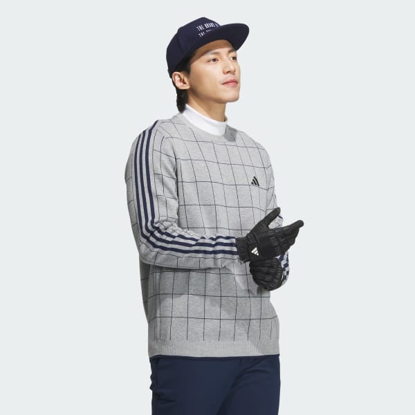 Grey 3-Stripes Crew Sweater