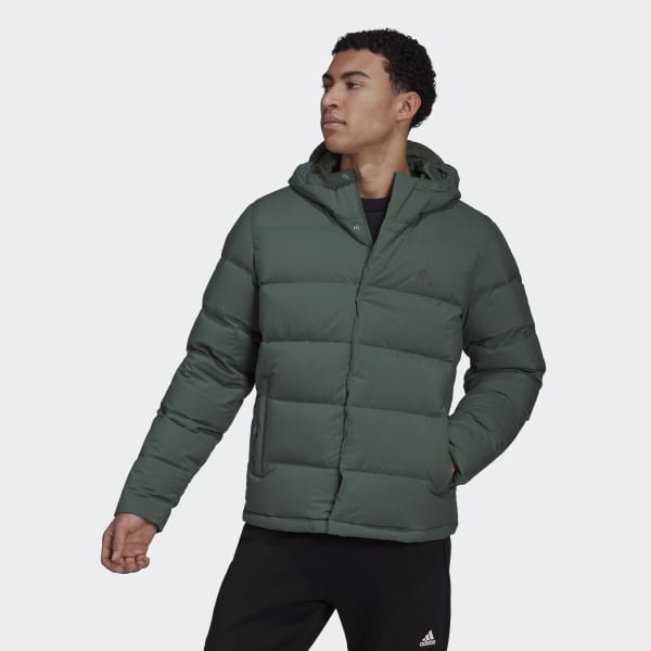 adidas Helionic Hooded Down Jacket - Green | Men's Hiking | adidas US