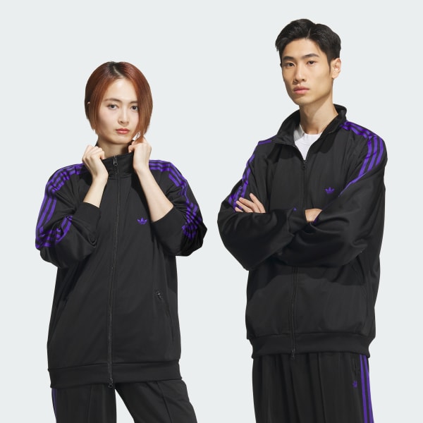 Black purple adidas tracksuit sales