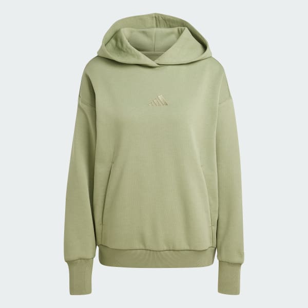 Adidas Women s All SZN Fleece Loose Hoodie Small Tent Green