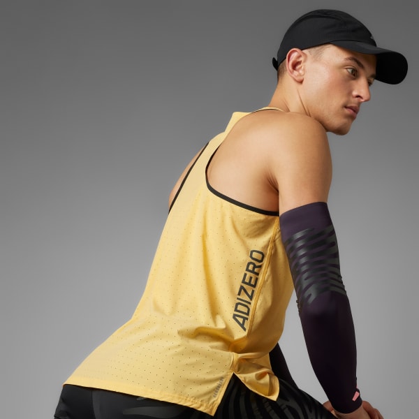 adidas Adizero Running Singlet - Yellow | Free Shipping with