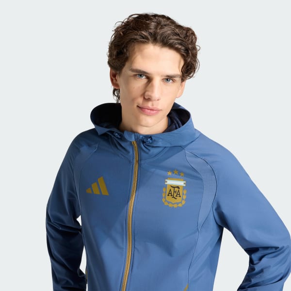 adidas Argentina Tiro Travel Full Zip Windbreaker - Blue | Free