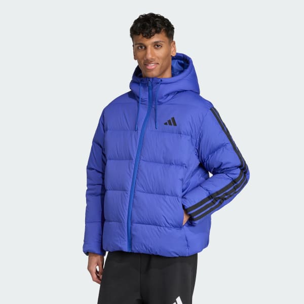 Azul Casaco de Penas com Capuz Climawarm 3-Stripes Essentials
