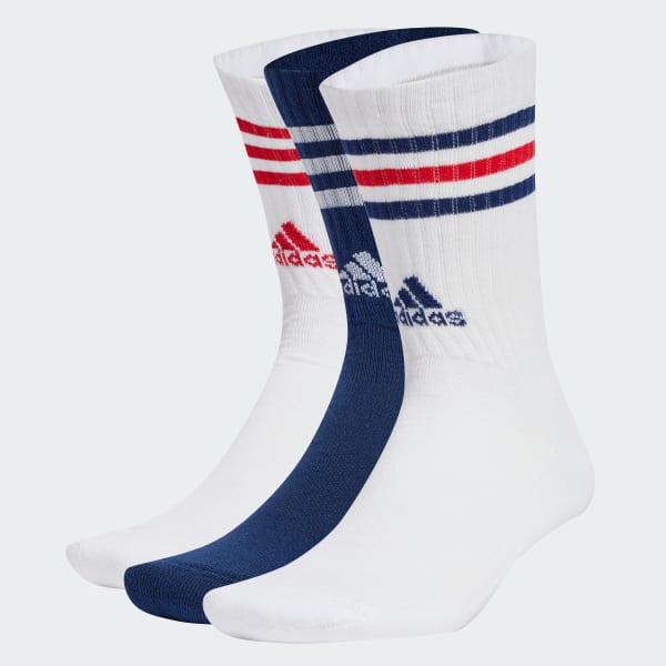 White 3-Stripes Cushioned Crew Socks 3 Pairs