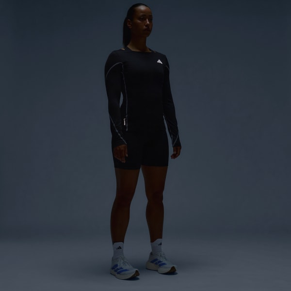 Hitam Tee Running Lengan Panjang Adizero BTN