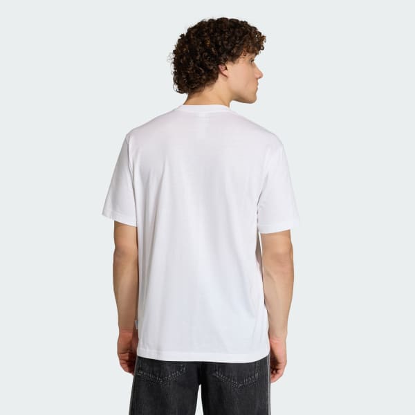 White LOOSE GRAPHIC BLUE BOXES 5 T-Shirt