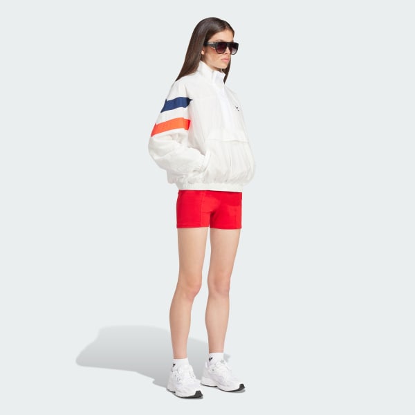 ホワイト ハーフジップ ウインドブレーカー