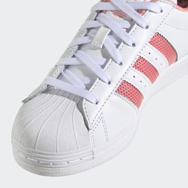 White pink adidas superstar shoes top