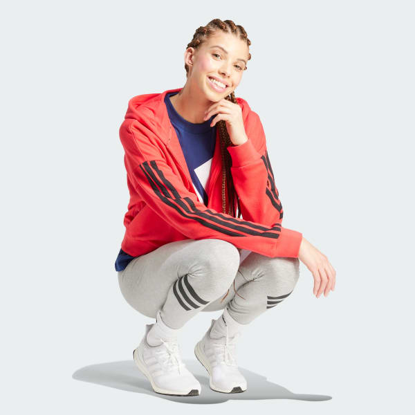 Red Essentials 3-Stripes French Terry Full-Zip Hoodie
