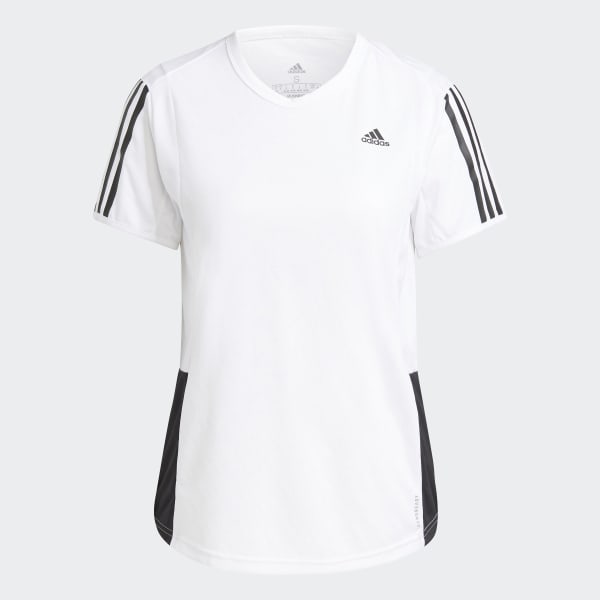 สีขาว เสื้อยืด Own The Run 3-Stripes Iteration 25267