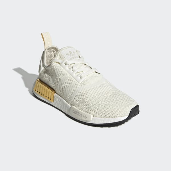 Women's NMD R1 Off White and Gold Shoes 