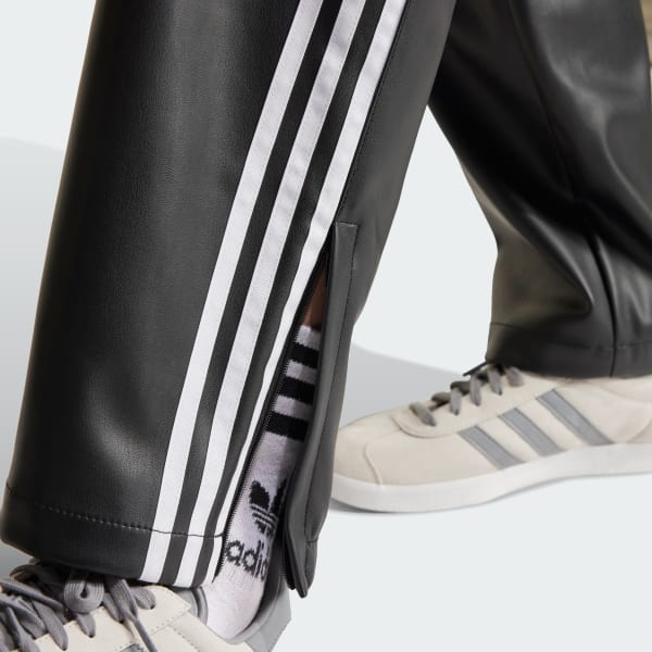 adidas フェイクレザー ファイヤーバード トラックスーツジャケット フェイクレザー アディカラー スリーストライプス ルーズ