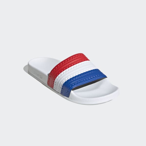 red and white adidas flip flops