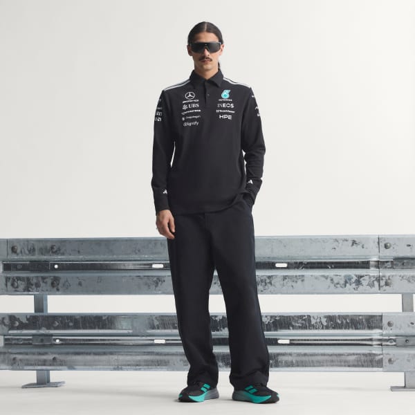 Negro POLERA CON CUELLO MERCEDES - AMG PETRONAS F1 TEAM ENGINEERS DE MANGA LARGA