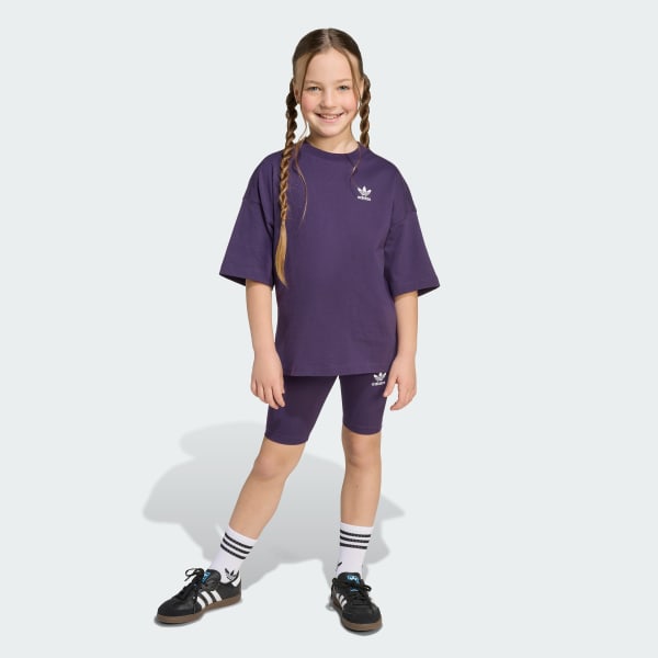 Purple Cycling Shorts and Tee Set Kids